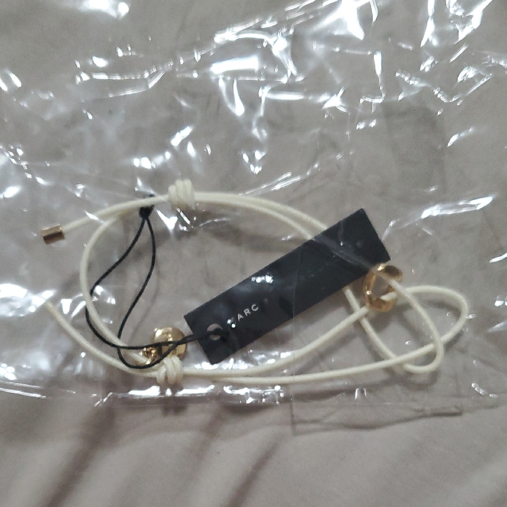 Marc Ivory Leather Cord Bracelet with Gold Accents